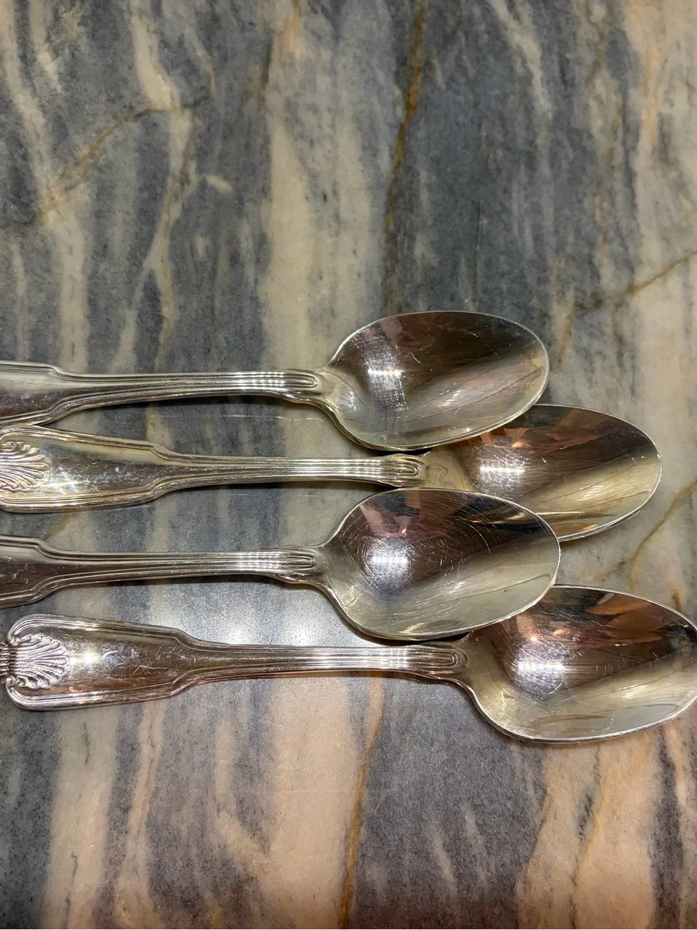4 Teaspoons Towle Shell Design Silver Plated